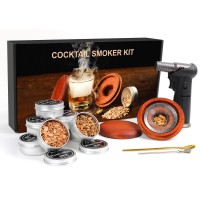 Cocktail Smoker Kit with Torch[8 Flavors Wood Chips] Domxty Old Fashioned Cocktail Kit/Bourbon/Whiskey Smoker Infuser Kit for Coffee and Flavor Drink, Gifts for Men